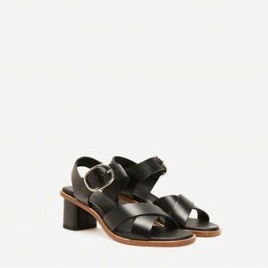 Everlane Italian Leather Buckle Heel in Black